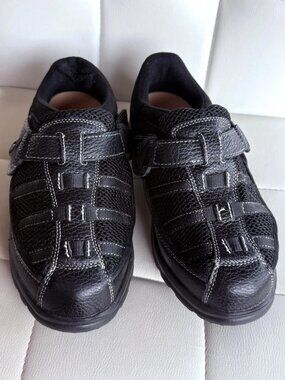 Dr Comfort Lucie X-Depth Black Leather Mesh Diabetic Shoes Women's 9 XW New
